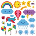 Set Of Cute Sky Icons Isolated Royalty Free Stock Photo