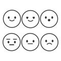 Set of cute smiley emoticons, emoji flat design, vector illustration Royalty Free Stock Photo