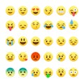 Set of cute smiley emoticons, emoji flat design Royalty Free Stock Photo
