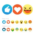 Set of cute smiley emoticons, flat design Royalty Free Stock Photo