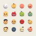 Set of cute smiley faces with different emotions. Vector illustration Royalty Free Stock Photo