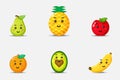 Set of cute smiling fruit faces