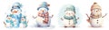 set of cute snowmen Royalty Free Stock Photo