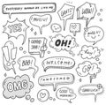 Set of cute speech bubble in doodle style Royalty Free Stock Photo