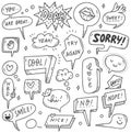 Set of cute speech bubble in doodle style Royalty Free Stock Photo