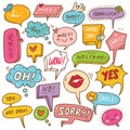 Set of cute speech bubble in doodle style Royalty Free Stock Photo