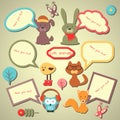 Set of cute speech bubbles with animals Royalty Free Stock Photo