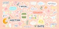 Set with cute stickers for daily planner and scheduler Royalty Free Stock Photo