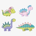 Set cute styracosaurus with corythosaurus and stegosaurus with ankylosaurus