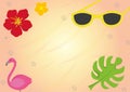 Set of cute summer icons: food, drinks, palm leaves, fruits and flamingo. Bright summertime poster. Collection of scrapbooking Royalty Free Stock Photo