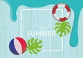 Set of cute summer icons: food, drinks, palm leaves, fruits and flamingo. Bright summertime poster. Collection of scrapbooking Royalty Free Stock Photo