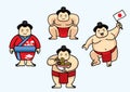 Set of cute sumo japan character