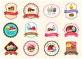 Set of cute sweet bakery badge label and logo