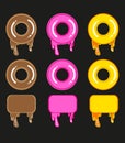 Set of cute sweet colorful donuts and frames