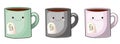 Set of cute tea cup character. Sweet bag with cute faces. tea bag. A cup of emoticons set with cheeks and eyes. Colored beautiful Royalty Free Stock Photo