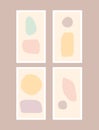 Set of cute templates for social media stories. Backgrounds with different shapes painted with a watercolor brush.