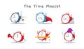 A set of Cute Time Mascot. Vector Illustration Royalty Free Stock Photo