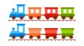 Set of cute toy train locomotive