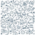 Set of Cute Travel in Space Doodle