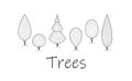 A set of cute trees, line.