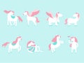 Set of cute unicorns and elements for your design,fairytale,icons,animal,horse,Vector illustrations.