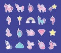 Set of cute unicorns fairy tale