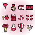 Set of cute valentines icon for valentines day
