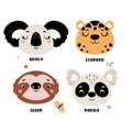 Set of cute vector animal head Royalty Free Stock Photo