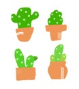 Set of cute vector cactuses isolated on white background