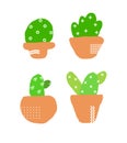 Set of cute vector cactuses isolated on white background