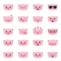 Set of pigs emojis