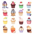 Set of cute vector cupcakes and muffins on white