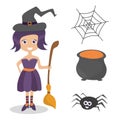 Set of cute vector Halloween elements, objects and icons for your design Royalty Free Stock Photo