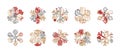 Set of cute vector snowflakes design elements for New Year projects Royalty Free Stock Photo