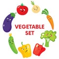 Set of cute vegetables in the form of characters.