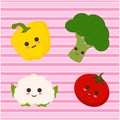 Set with cute vegetables and lines