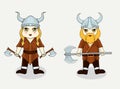 Set cute viking character anime style