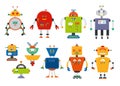 Set of cute vintage cartoon robots