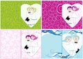 Set of cute wedding invitations