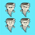 Set Cute Whirlwind tornado icon face expression. whirlwind tornado vector icon