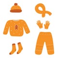 Set of cute winter clothes. Royalty Free Stock Photo