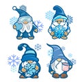 Set of cute winter gnomes vector illustration