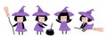Set of cute Witch . Halloween cartoon characters . Doodle drawing style . Vector Royalty Free Stock Photo