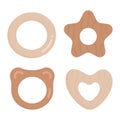 Set of cute wood baby toys in boho style