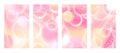 Set of cute y2k aura pink yellow anime backgrounds with bubbles and sunshine.