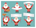 Set cute young Santa Claus with a sign and blank banners Royalty Free Stock Photo