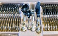 Set of cutlery - melchior spoons, forks Royalty Free Stock Photo