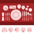 A set of cutlery and table etiquette vector illustration in a flat design.