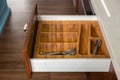 Set of cutlery trays in kitchen drawer