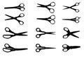 Set of Cutting Scissors. Vector Illustration.